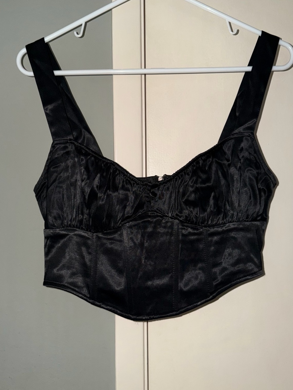 Zara Black Satin Longline Bralette